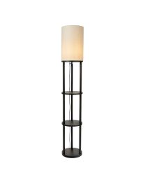 Shelby Floor Lamp with Shelves, Walnut