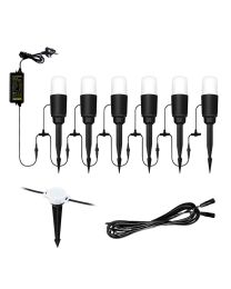 Sitka 6 x 3 Watt LED Outdoor Pathway Light Kit with 5m Cable and Photocell Sensor - Black
