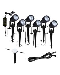 Sitka 6 x 3 Watt LED Outdoor Garden Spike Kit with 5m Cable and Photocell Sensor - Black