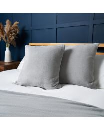 Small Microfleece Cushion, Silver Styled on Bed