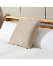Small Velour Piped Cushion, Natural