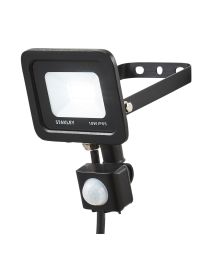 Stanley 10 Watt LED Slimline Outdoor Flood Light with PIR Sensor - Black