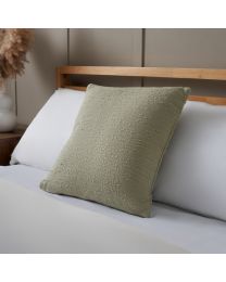 Textured Slub Cushion, Green on bed