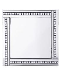 Triple Bar Square Mirror with Crystal Effect Glass - Silver