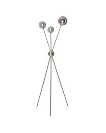 Tripod Floor Lamp with Smoked Glass Ball Shades - Satin Nickel