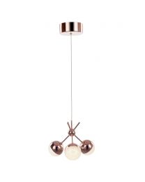 Visconte Corona 3 Light Ceiling Cluster Pendant with Sparkle Shades - Copper
