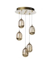 Visconte Bulla 5 Light LED Spiral Cluster Ceiling Pendant Light - Gold