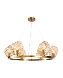 Visconte Portici 6 Light Ceiling Pendant with Champagne Glass Shades - Brass