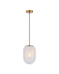 Visconte Scala 1 Light Ceiling Pendant with White Glass Shade - Brass