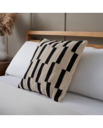 Woven Block Cushion, Black on bed