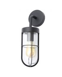 Astley Outdoor Industrial Style Caged Wall Light - Black