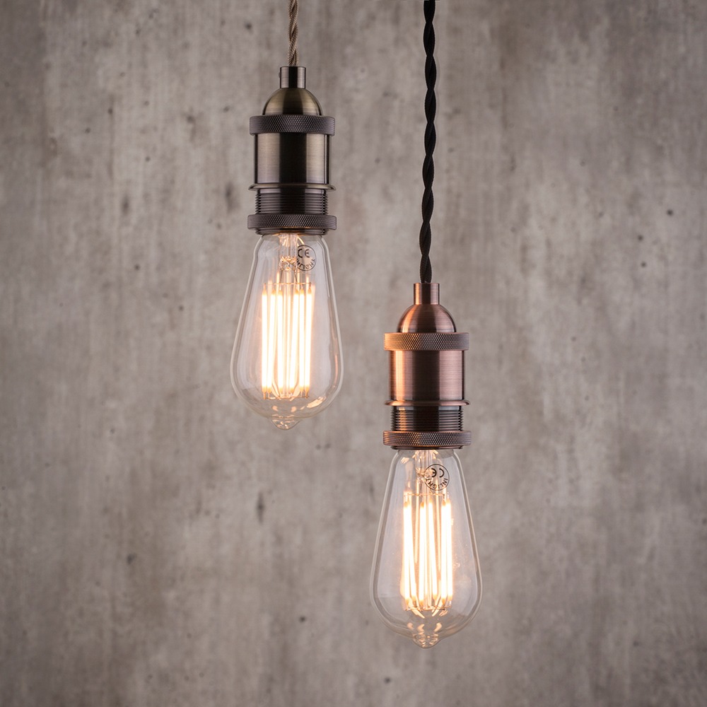 Industrial Style Black Cable Ceiling Pendant Copper ...
