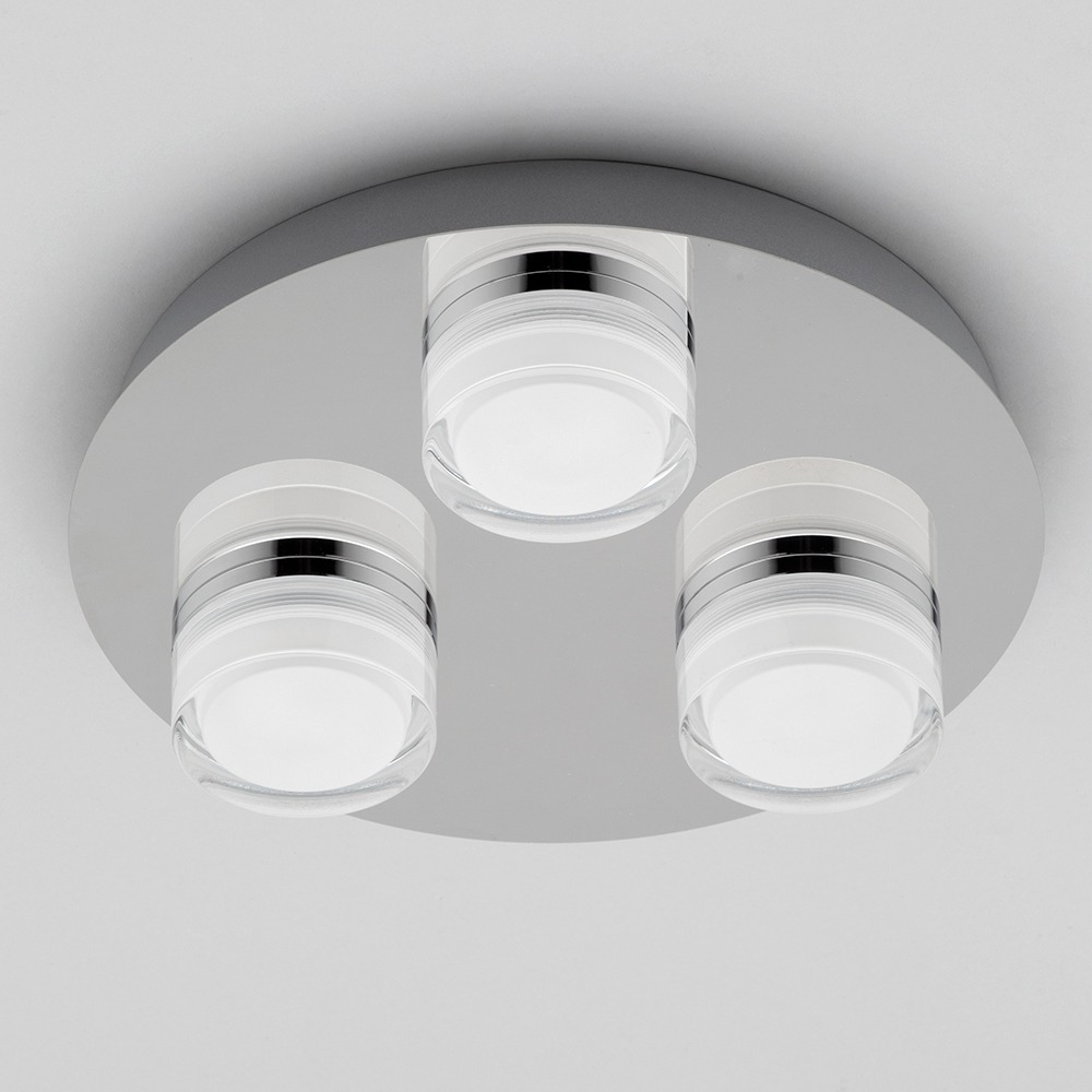 Bolton 3 Light Led Ip44 Flush Ceiling Spotlight Plate Litecraft