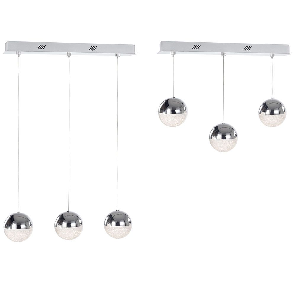 Visconte Corona 3 Light Ceiling Bar Pendant Chrome