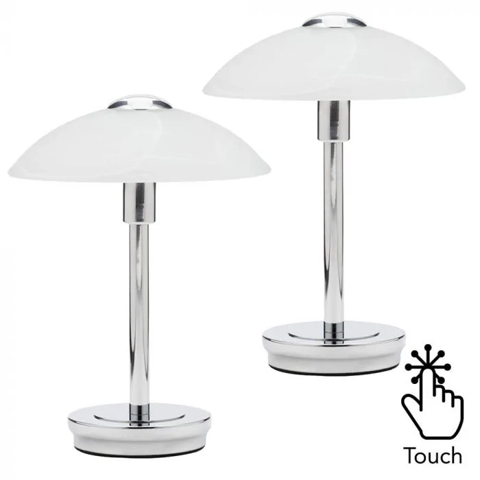 2 Pack Alabaster Shade Touch Lamps, Touch Table Lamp With Frosted Glass Shade