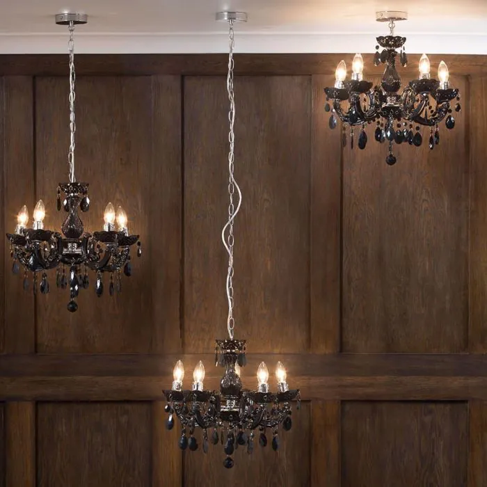 Marie Therese Chandelier Black 5 Light Dual Mount | Litecraft
