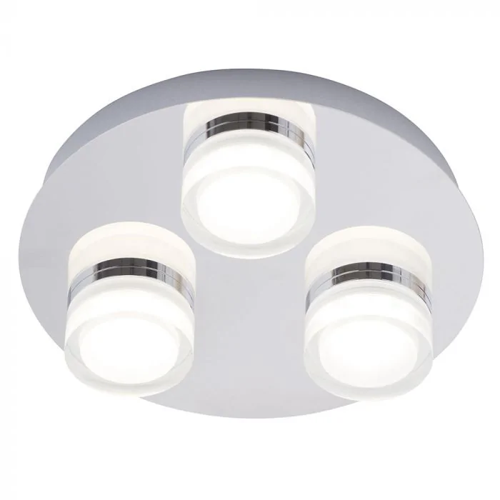 Bolton 3 Light Led Ip44 Flush Ceiling Spotlight Plate Litecraft - Flush Ceiling Spotlight Fitting