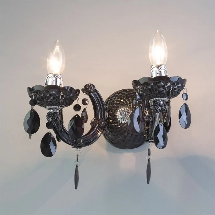 Marie Therese Black 2 Arm Wall Light, Marie Therese Black Chandelier