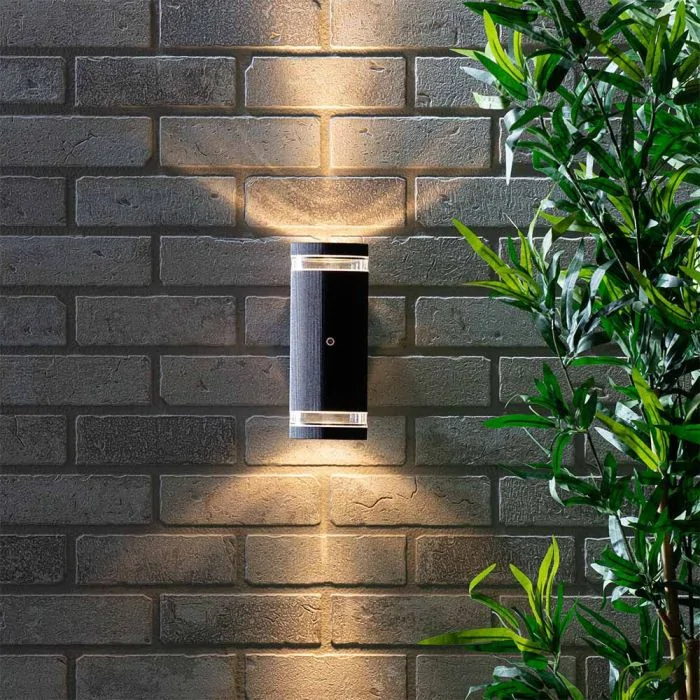 Holme Black Up Down Outdoor Photocell Wall Light Litecraft - Exterior Wall Lights With Photocell