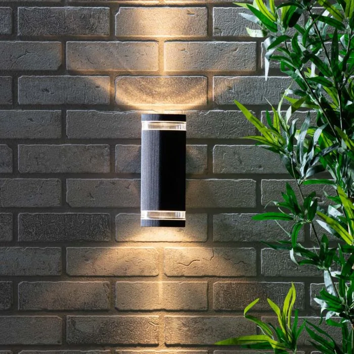 Holme Black Outdoor Wall Lamp With Up, Outdoor Cylinder Light