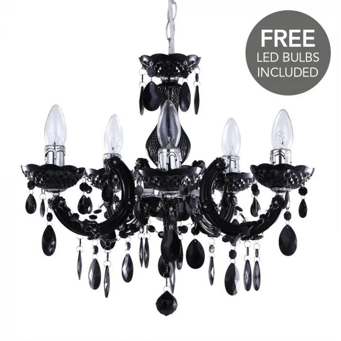 Marie Therese Black Chandelier With Led, Marie Therese Black Chandelier