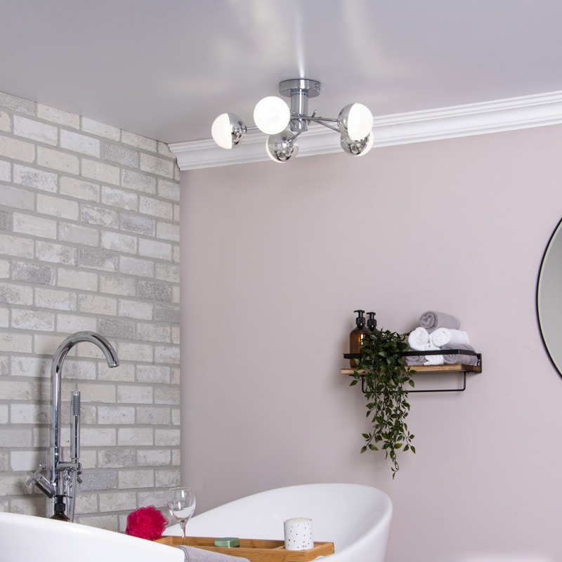 Spring styling Della 5 Light Bathroom Semi Flush Ceiling Light - Chrome
