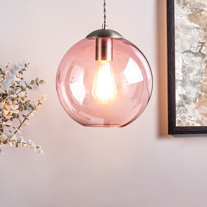 Light up your space with colour. Pink heuy ceiling pendant

