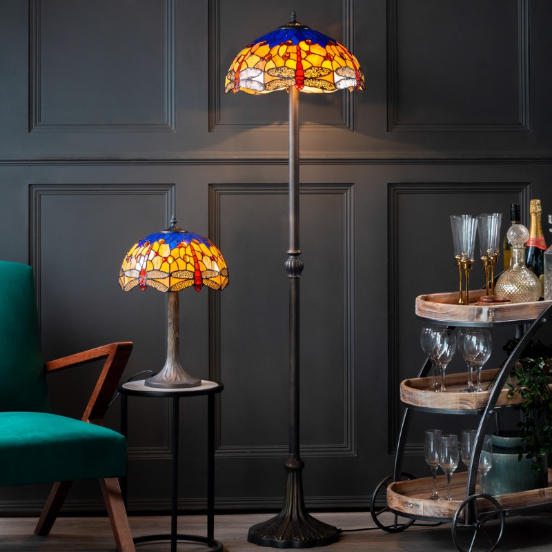 Light up your space with colour. Tiffany floor and table lamp